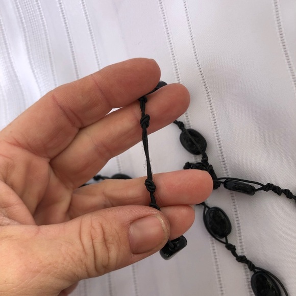 Vtg Black Glass Beaded Necklace - Picture 6 of 8